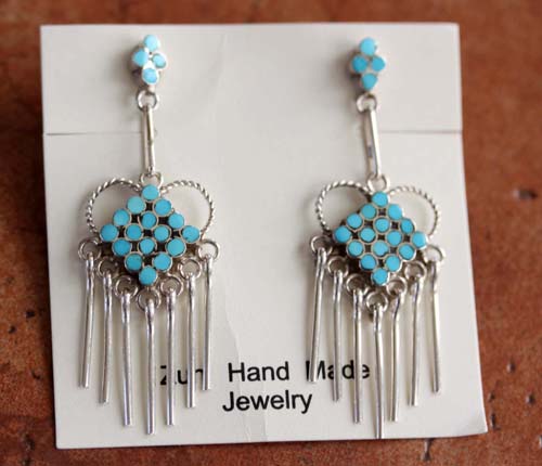 Zuni Silver Turquoise Earrings