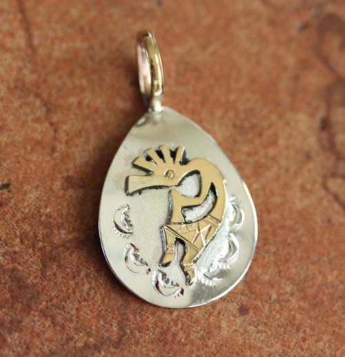 Navajo Sterling Gold Overlay Kokopelli Pendant by Ray Jack