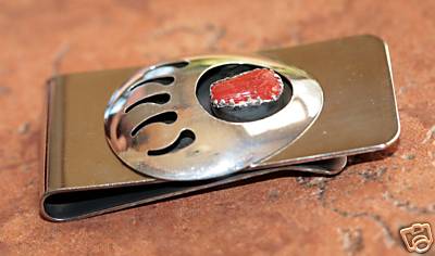 Navajo Coral Bear Claw Money Clip by Mike Thomas