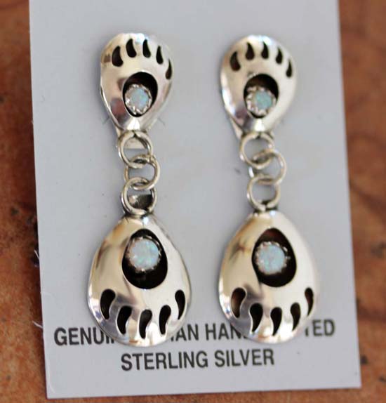 Navajo Created Opal Bear Paw Earrings