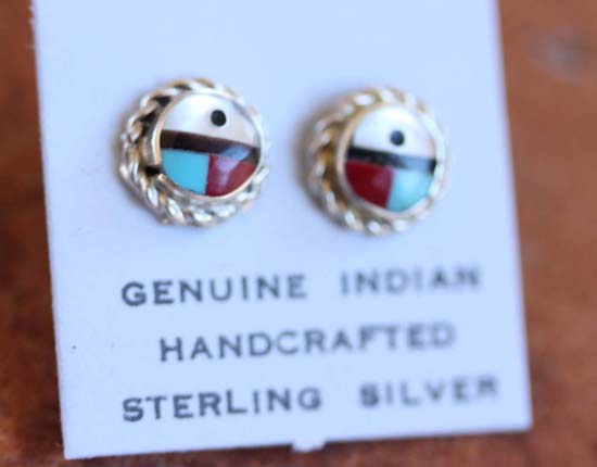 Zuni Native American Sunface Earrings