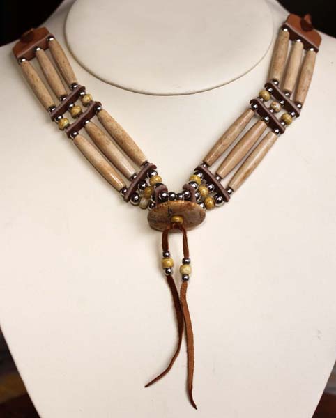 Navajo Beaded Choker Feather Necklace