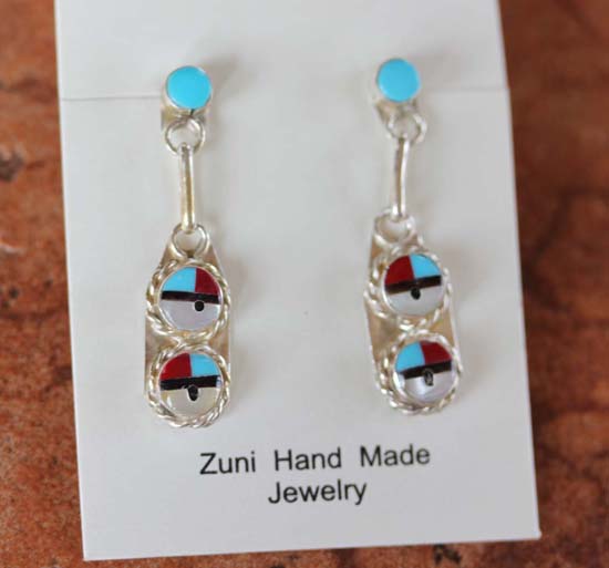 Zuni Native American Sunface Earrings