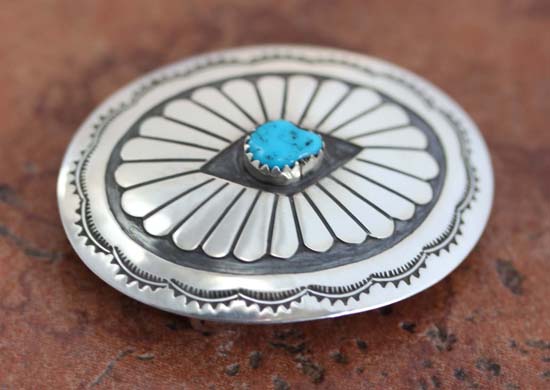 Navajo Silver Turquoise Belt Buckle