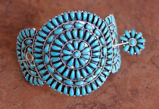 Navajo Silver Turquoise Cluster Barrette