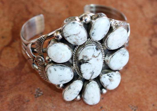 Navajo Silver White Buffalo Bracelet by M Spencer