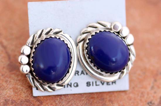 Navajo Lapis Earrings by Sharon Cadman