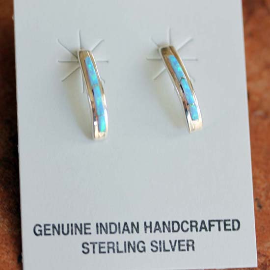 Zuni Silver Created Opal Earrings