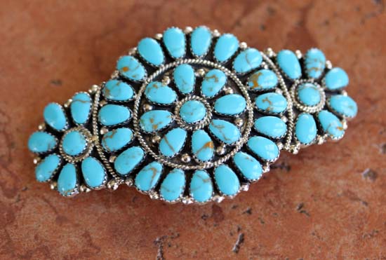 Navajo Turquoise Cluster Barrette by J Williams