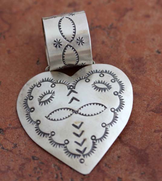 Navajo Sterling Silver Heart Pendant by J Smith