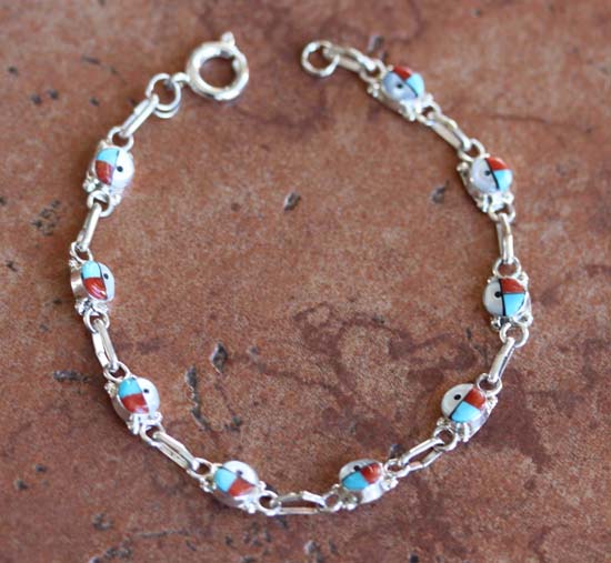 Zuni Multi_Stone Sunface Link Bracelet