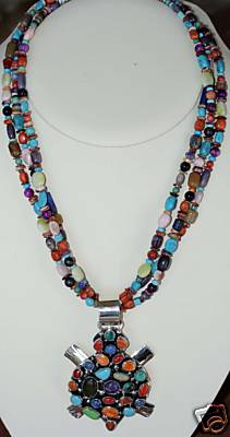 Zuni Multi_Strand Stone Turtle Necklace