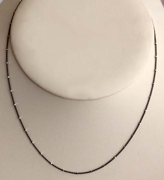 925 18 Inch Long Black and White Sterling Silver Chain