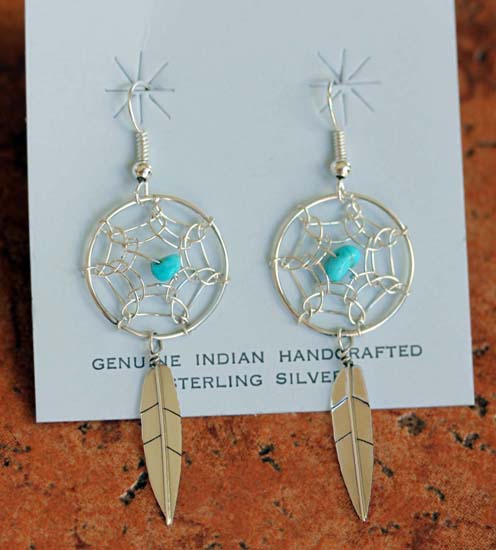 Navajo Silver Dream Catcher Earrings