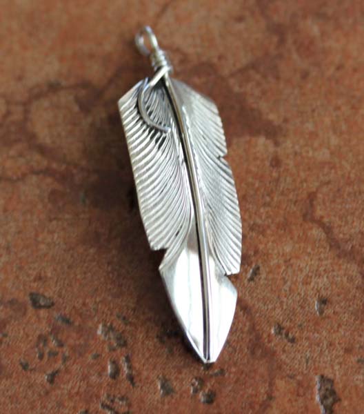Navajo Sterling Silver Feather Pendant
