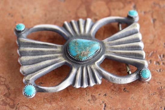 Navajo Silver Turquoise Belt Buckle