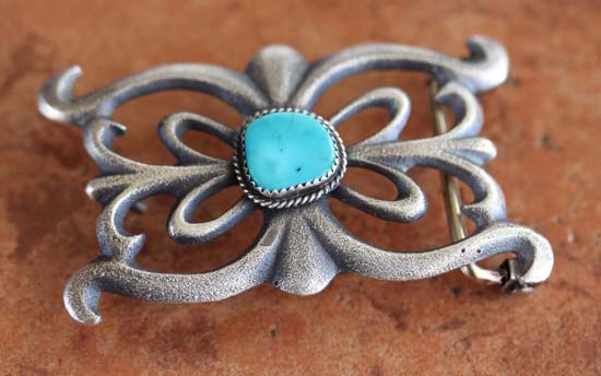 Navajo Silver Turquoise Belt Buckle