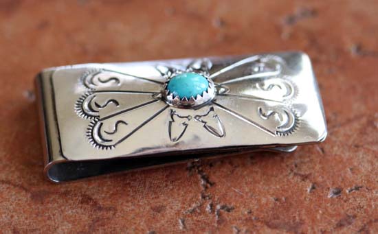 Navajo Native American Turquoise Money Clip