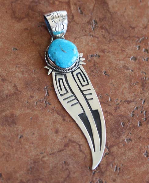 Navajo Silver Turquoise Pendant