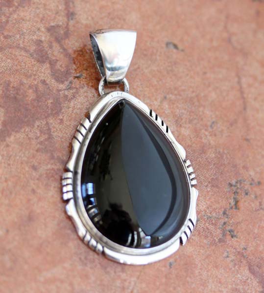 Navajo Sterling Silver Onyx Pendant