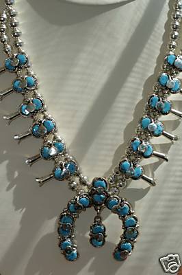 Zuni Squash Blossom Necklace/Earring Set Effie C