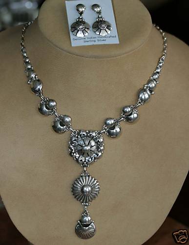 Navajo Sterling Silver Necklace Set by Clem Nalwood