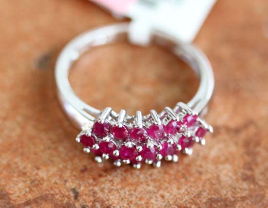 14K White Gold Ruby Ring Size 7