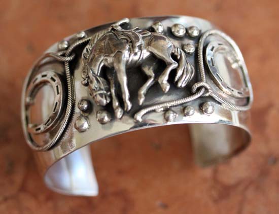 Navajo Sterling Silver Horse Bracelet