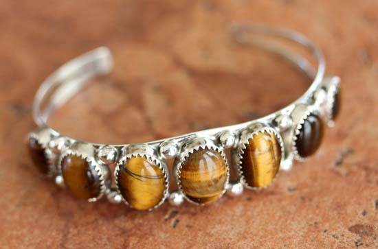 Navajo Silver Tiger Eye Bracelet by Patrick Yazzie