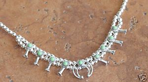 Navajo Indian Squash Blossom Gaspeite Choker Necklace