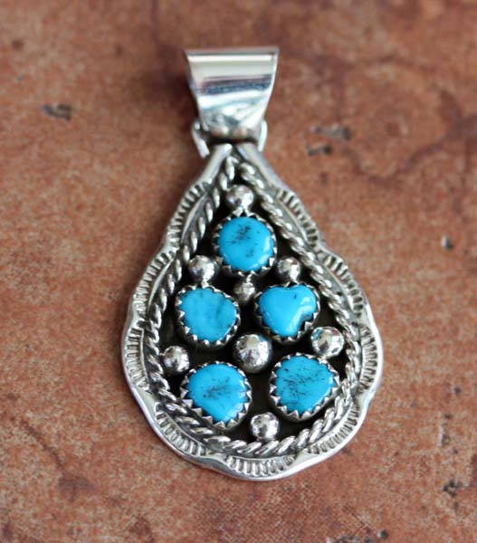 Navajo Silver Turquoise Pendant