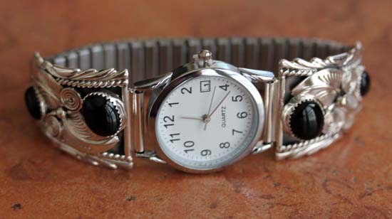 Navajo Silver Onyx Men's Watch