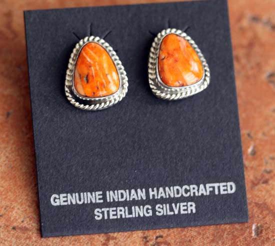 Navajo Silver Spiny Oyster Earrings