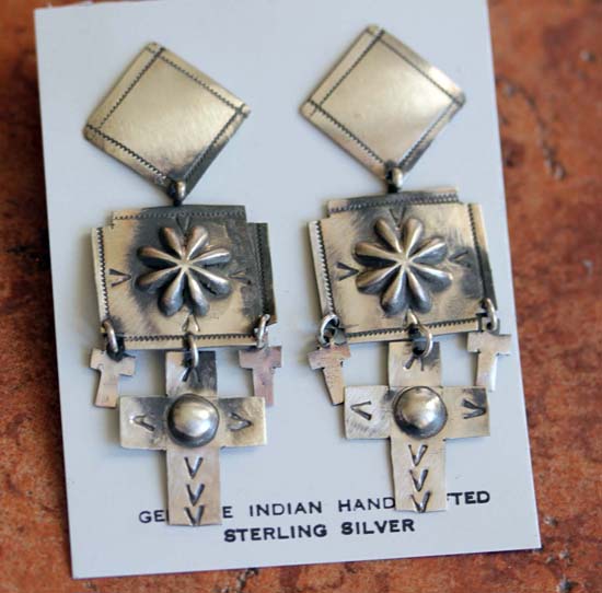 Navajo Sterling Silver Cross Earrings