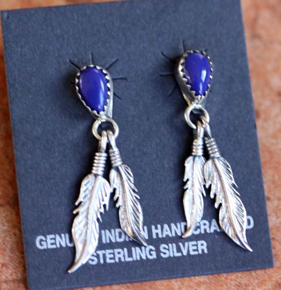 Navajo Sterling Silver Lapis Earrings