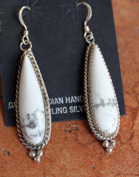 Navajo Sterling Silver Howlite Earrings