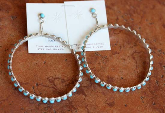 Zuni Silver Turquoise Earrings