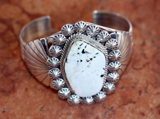 Navajo Silver White Buffalo Bracelet