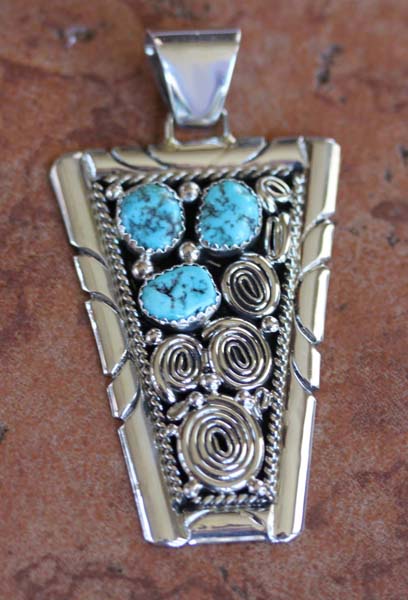 Navajo Silver Turquoise Pendant