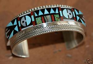 Zuni Indian Multi_Stone Sunface Bracelet by R&L Vassit