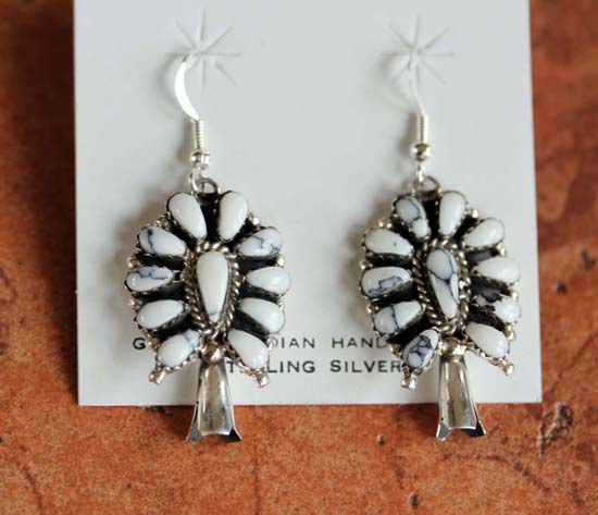 Navajo Sterling Howlite Cluster Earrings