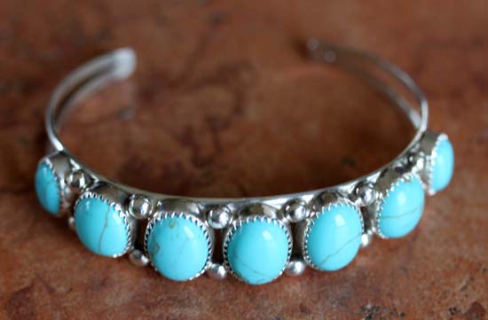 Navajo Silver Turquoise Bracelet by Patrick Yazzie