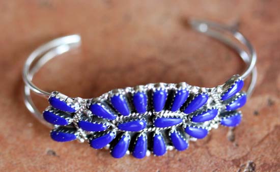 Navajo Silver Lapis Cluster Bracelet