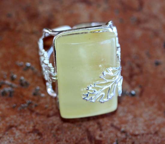 Sterling Silver Baltic Amber Ring Size 9_12