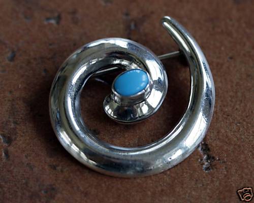 Navajo Sterling Silver Turquoise Pin