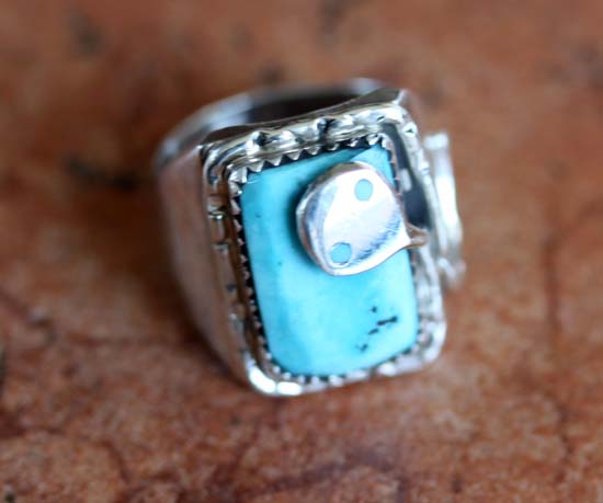 Signed Zuni Turquoise Ring Size 6 by Effie C