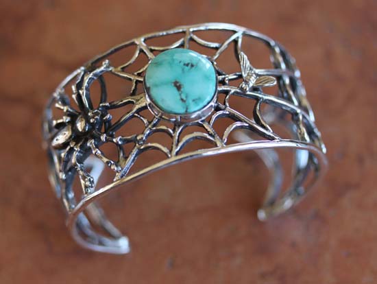 Navajo Silver Turquoise Spider Bracelet