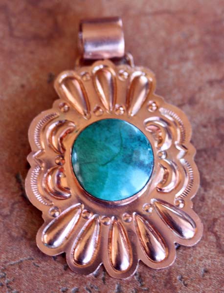 Navajo Copper Turquoise Pendant