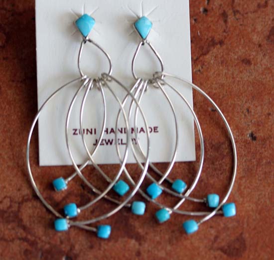 Zuni Silver Turquoise Earrings