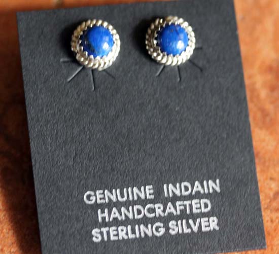 Navajo Silver Lapis Earrings
